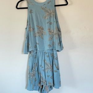 Blue Floral Romper